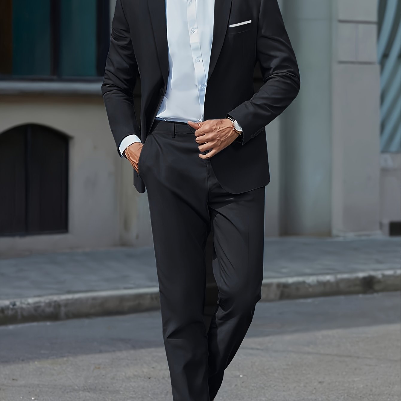 Costume d'Affaires Léger pour Homme en Couleur Unie avec Bouton Unique, Idéal pour Mariages et Occasions Formelles - Ensemble Deux Pièces Comprenant Veste et Pantalon