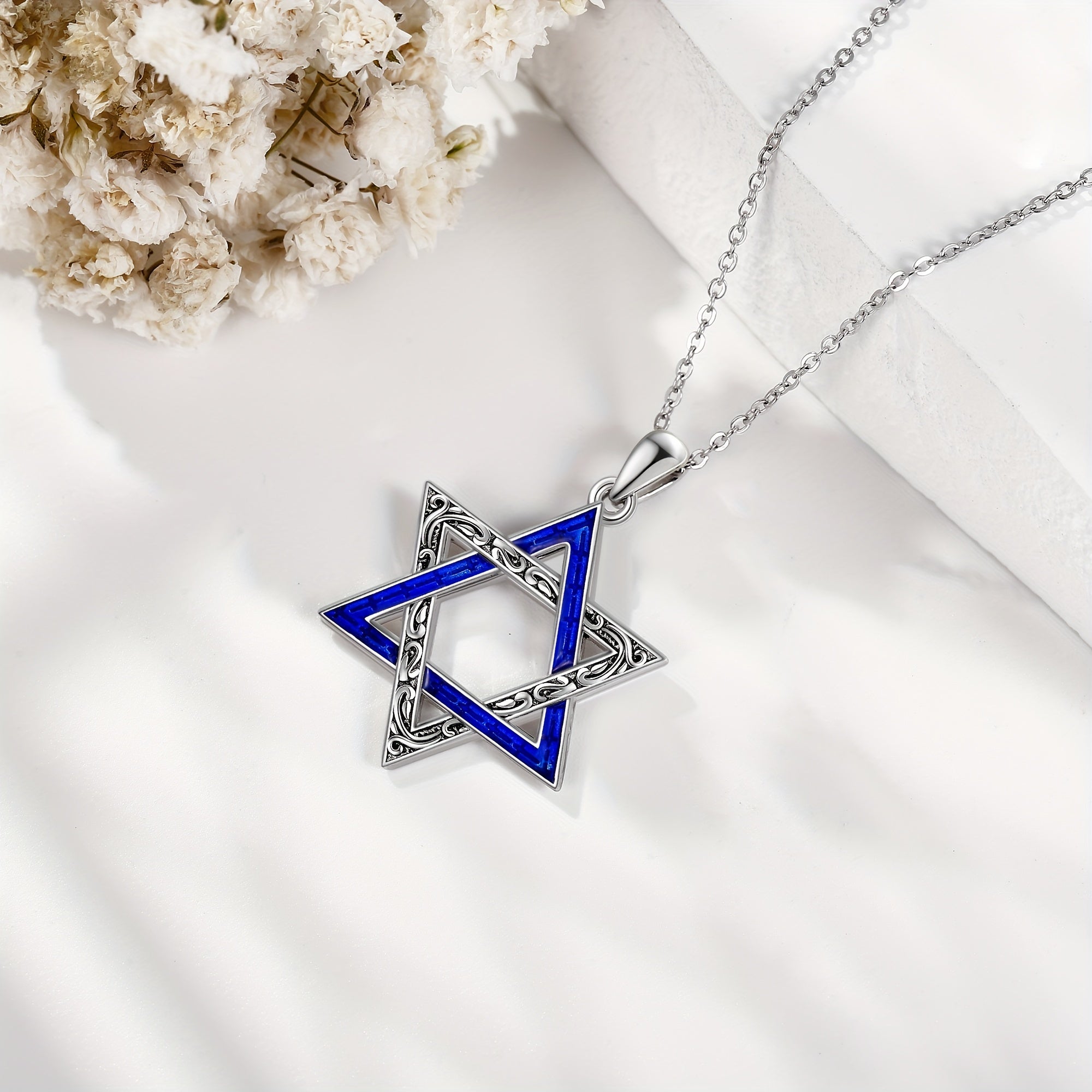 Star Of David Necklace 925 Sterling Silver PendantNecklace Gift For Women Men