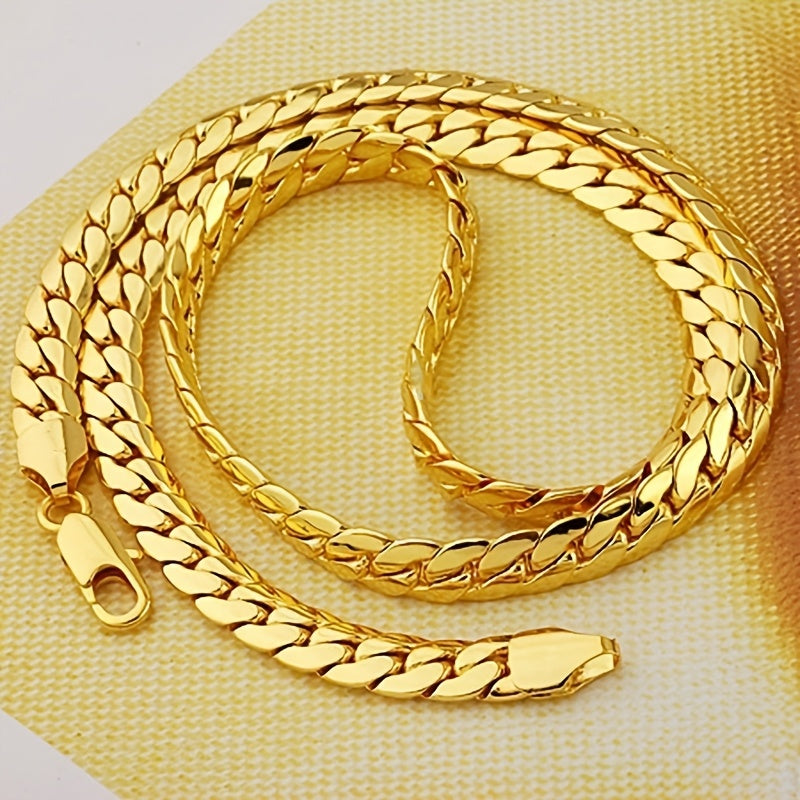 10mm Wide Men Necklace Solid Chain Golden Plated Classic Herringbone Necklace Male Choker Clavicle Hip Hop Rock Style Jewelry 23.62inch