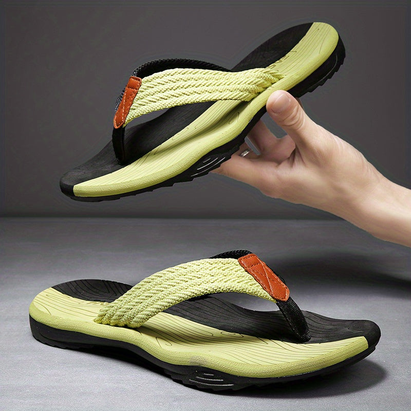 Men's Summer Flip-Flops - Trendy Korean Style, Non-Slip Beach Sandals with Comfortable Footbed and Braided Strap Design