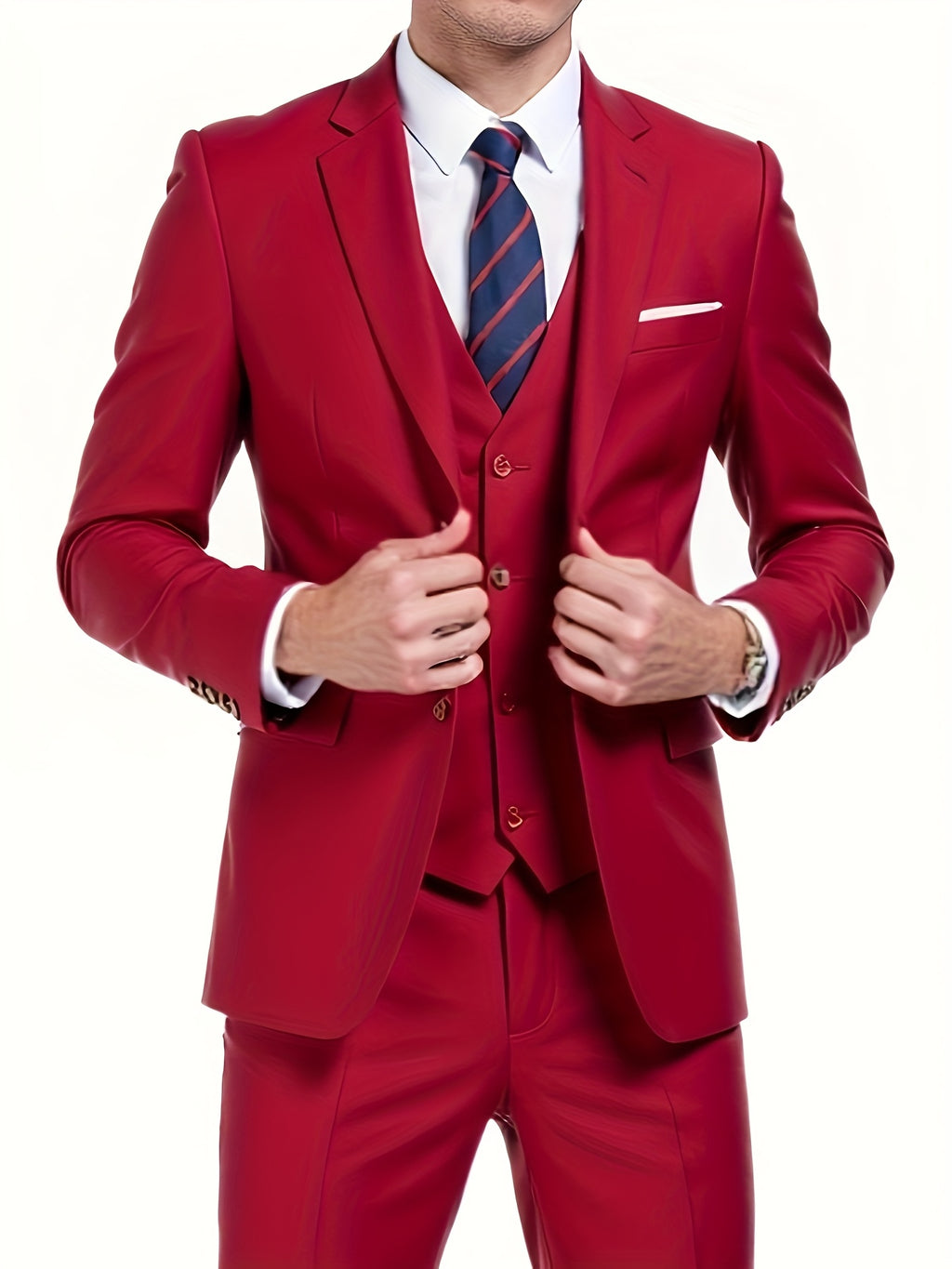 Costume 3 pièces pour homme - Veste cintrée classique à 1 ou 2 boutons - Ensemble complet (veste, gilet, pantalon) pour mariage, soirée ou affaires - Tailles XS à XXXL