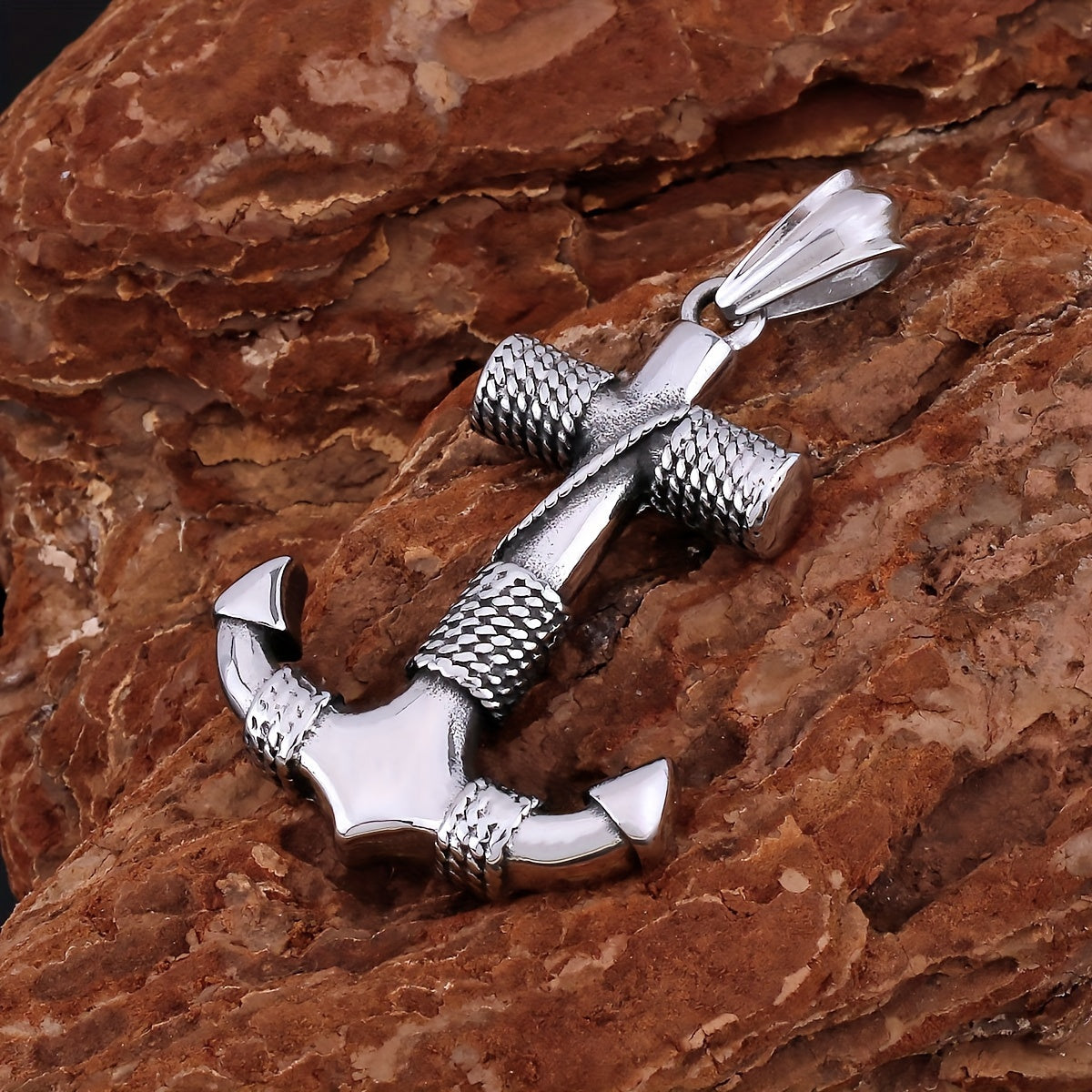 Men's 316L Stainless Steel Anchor Pendant Necklace - Minimalist Nautical Design, Light Gray Tarnish-Resistant Chain, Durable Casual Jewelry for Beach Vacation & Casual Attire, Birthday Gift for Him, Polished Finish