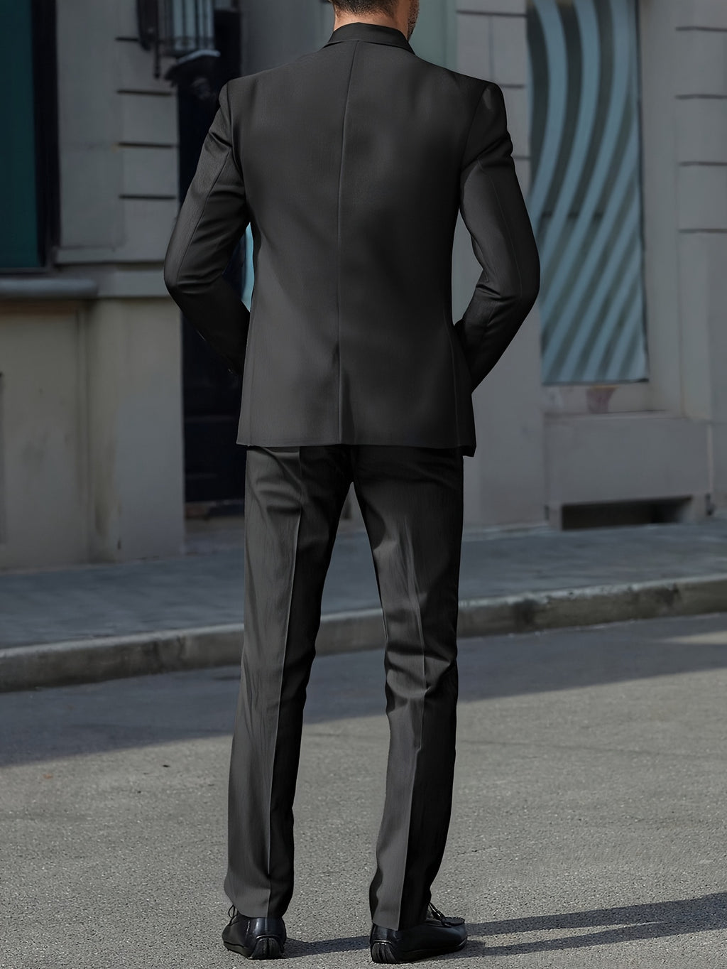 Costume d'Affaires Léger pour Homme en Couleur Unie avec Bouton Unique, Idéal pour Mariages et Occasions Formelles - Ensemble Deux Pièces Comprenant Veste et Pantalon