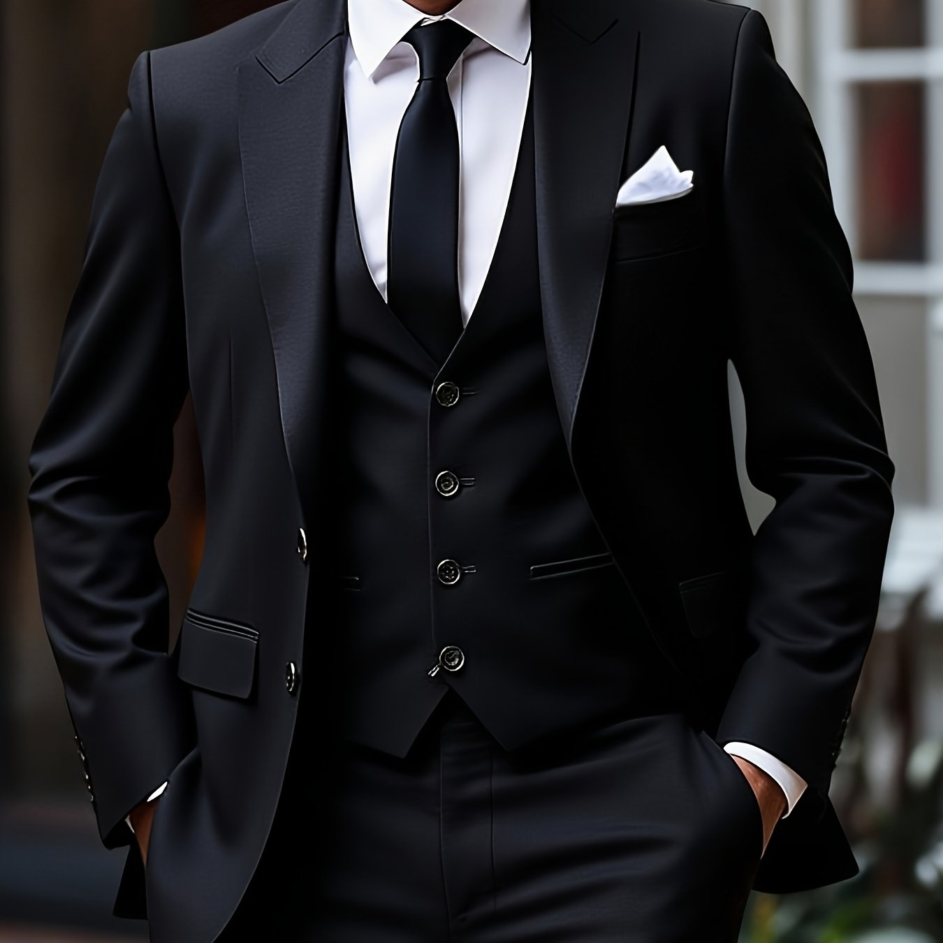 Ensemble de smoking pour homme, trois pièces, costume de mariage, double boutonnage, veste, gilet, pantalon, (001)