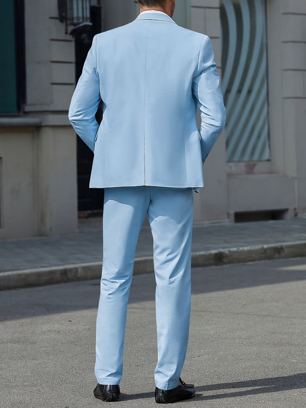 Costume d'Affaires Léger pour Homme en Couleur Unie avec Bouton Unique, Idéal pour Mariages et Occasions Formelles - Ensemble Deux Pièces Comprenant Veste et Pantalon