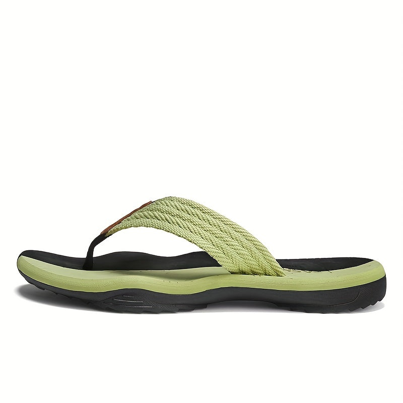 Men's Summer Flip-Flops - Trendy Korean Style, Non-Slip Beach Sandals with Comfortable Footbed and Braided Strap Design