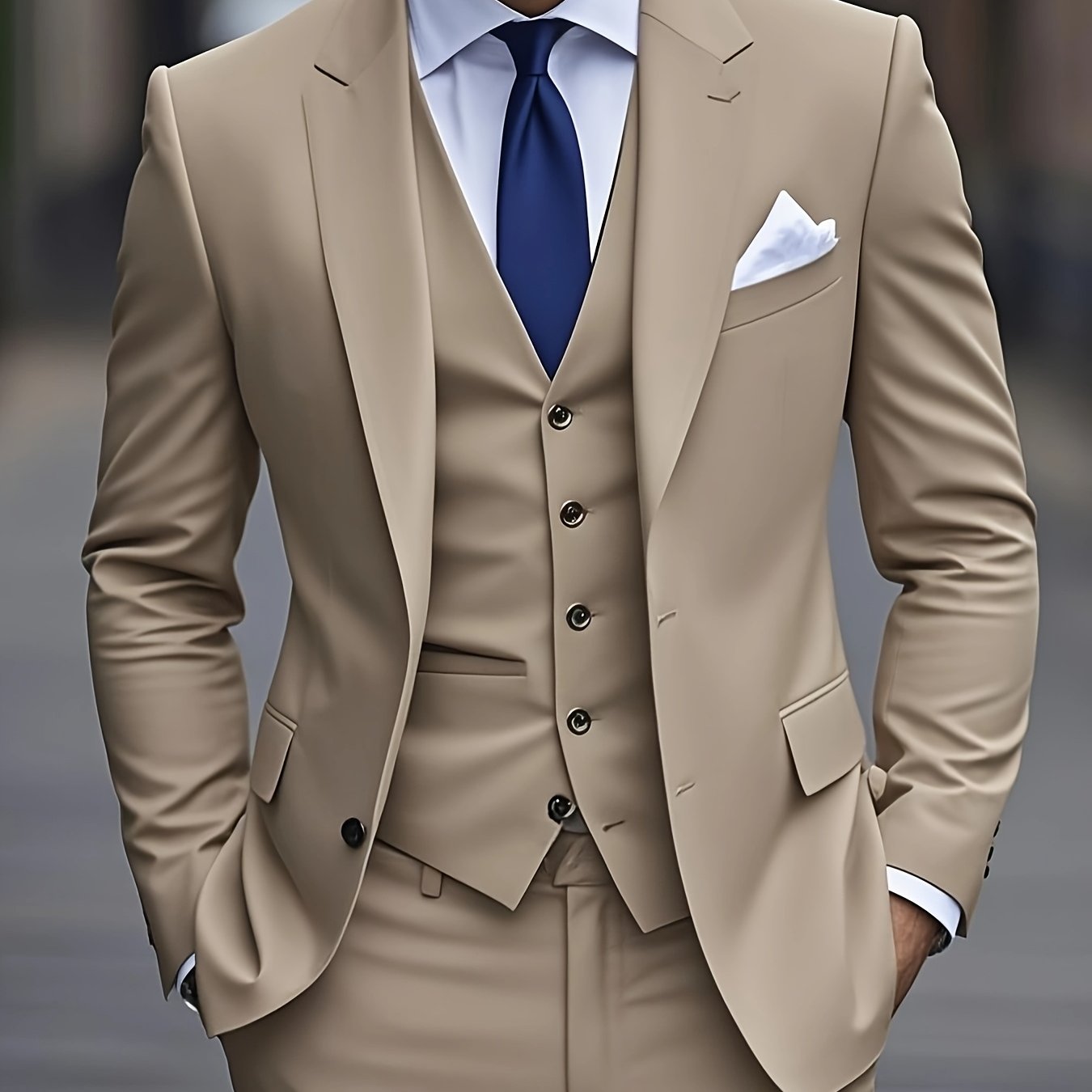 Ensemble de smoking pour homme, trois pièces, costume de mariage, double boutonnage, veste, gilet, pantalon, (001)