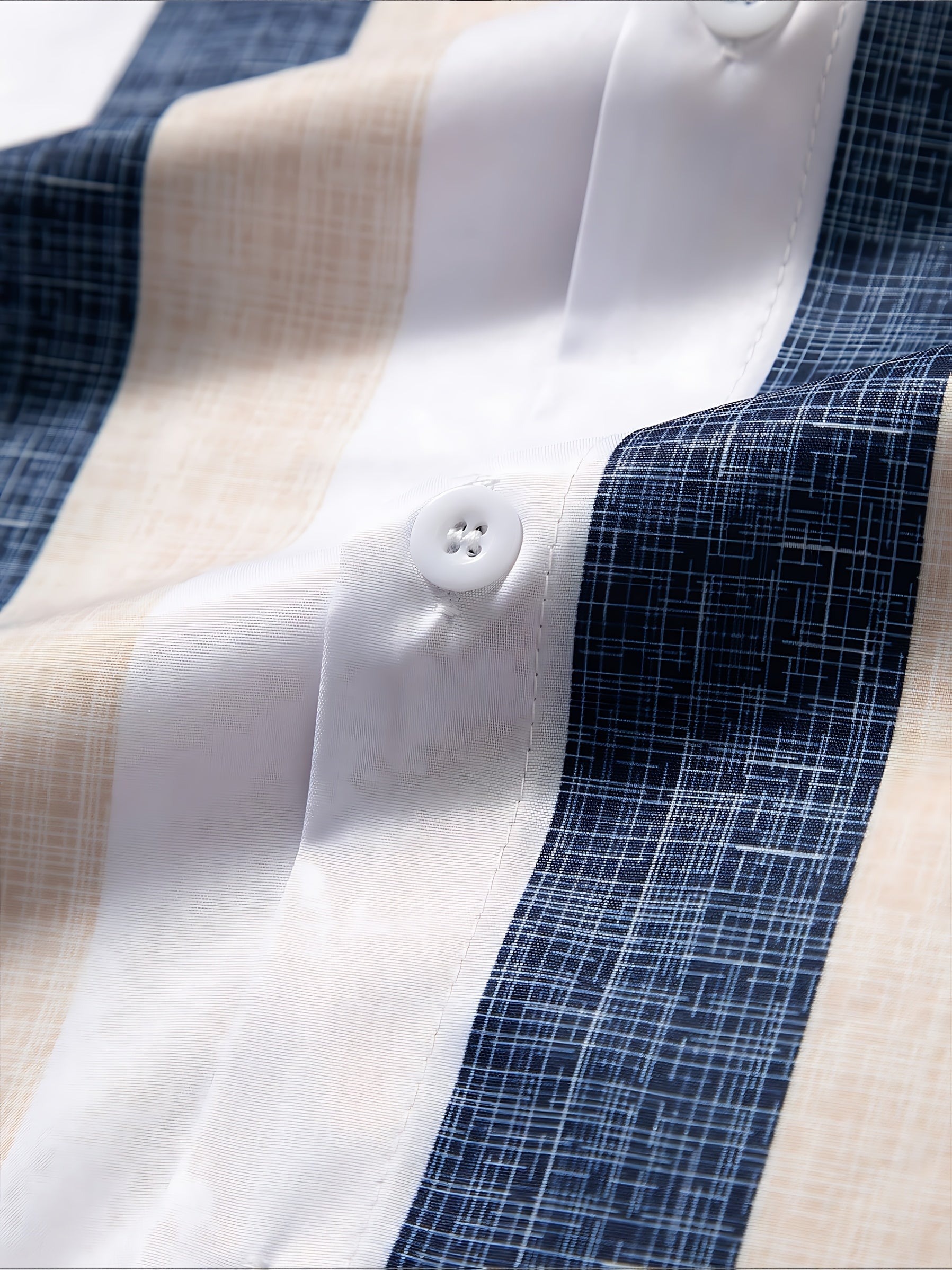 Men's Summer Casual Striped Button-Up Shirt - Short Sleeve, Lightweight & Breathable for Outdoor Activities, Beach, and Casual Attire, Beach Clothes, Beach Apparel, Classic Collar, Durable Clothing