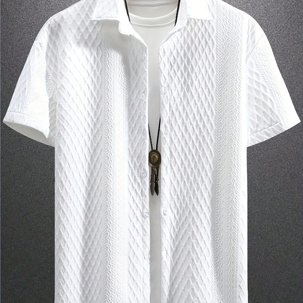 Men's Casual Short Sleeve Golf Shirt - Breathable Striped Pattern, Machine Washable Regular Fit for Summer Outdoor Hiking & Sports, Leisure Clothing | Classic Style | Nontransparent Material