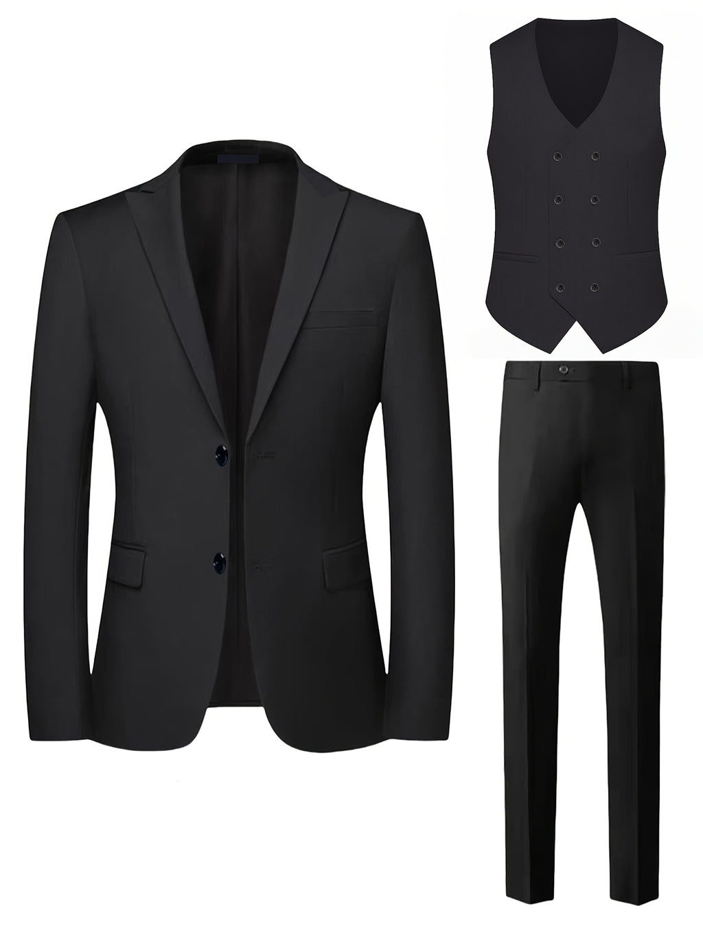 Costume Trois Pièces Haut de Gamme pour Hommes avec Pantalon Occidental et Gilet Grande Taille, Tenue Formelle pour Mariage ou Fête