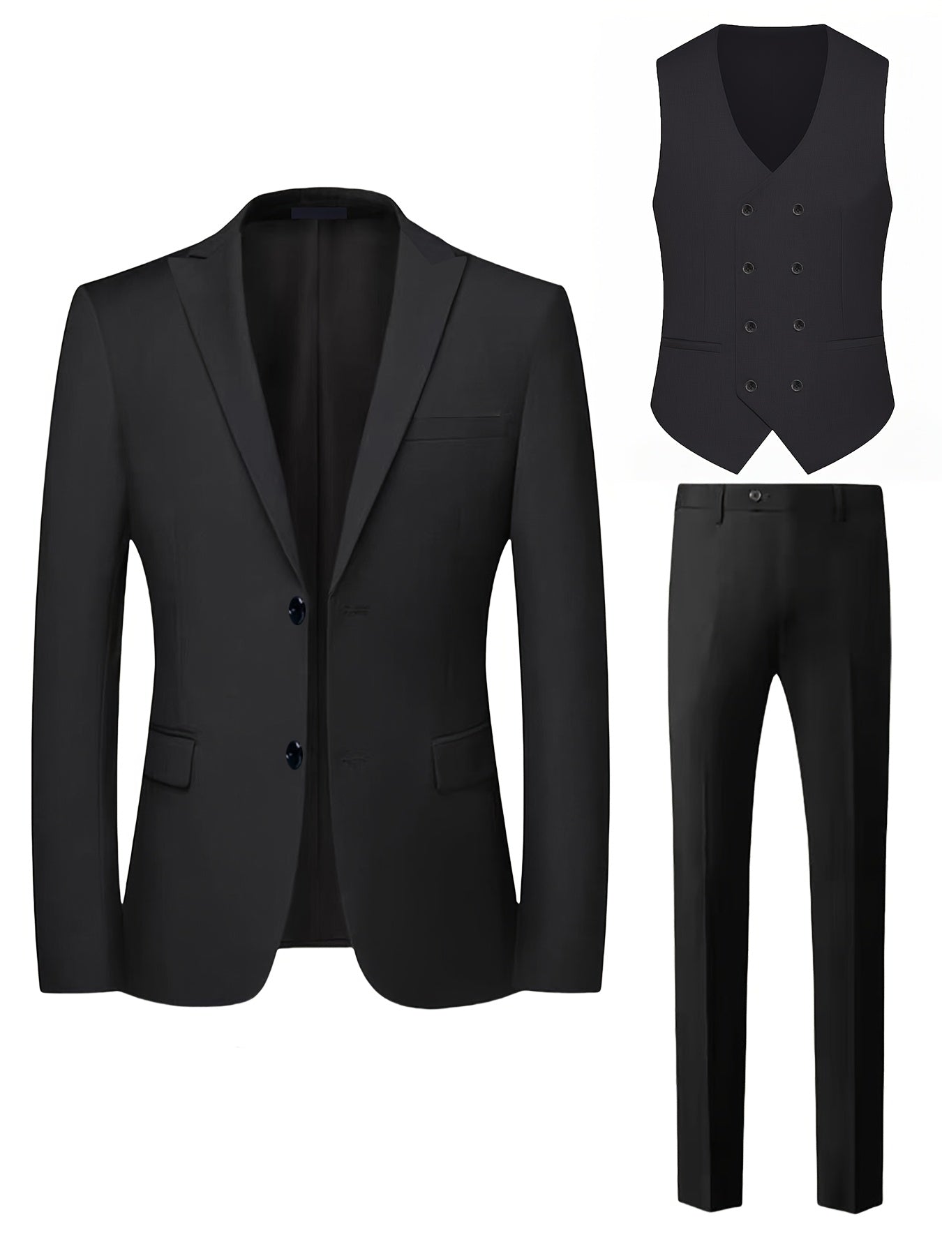 Costume Trois Pièces Haut de Gamme pour Hommes avec Pantalon Occidental et Gilet Grande Taille, Tenue Formelle pour Mariage ou Fête