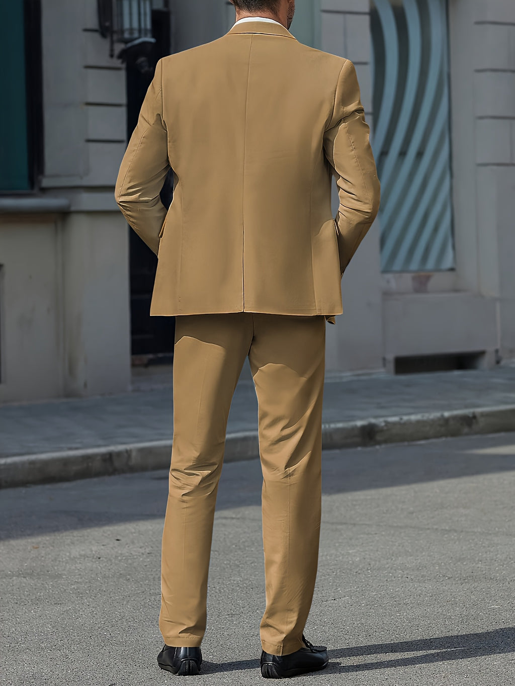 Costume d'Affaires Léger pour Homme en Couleur Unie avec Bouton Unique, Idéal pour Mariages et Occasions Formelles - Ensemble Deux Pièces Comprenant Veste et Pantalon