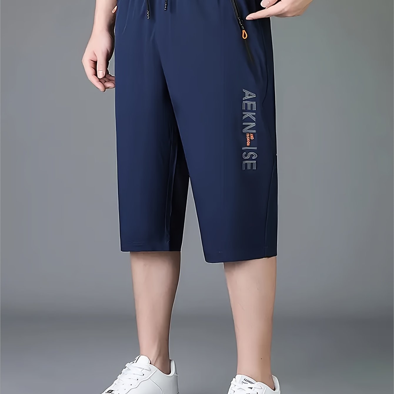 1pc Ice Slippy Fiber Fabric Casual Men's Quick-Dry Five-Pocket Summer Shorts Suitable for Running, Fitness, Basketball, etc