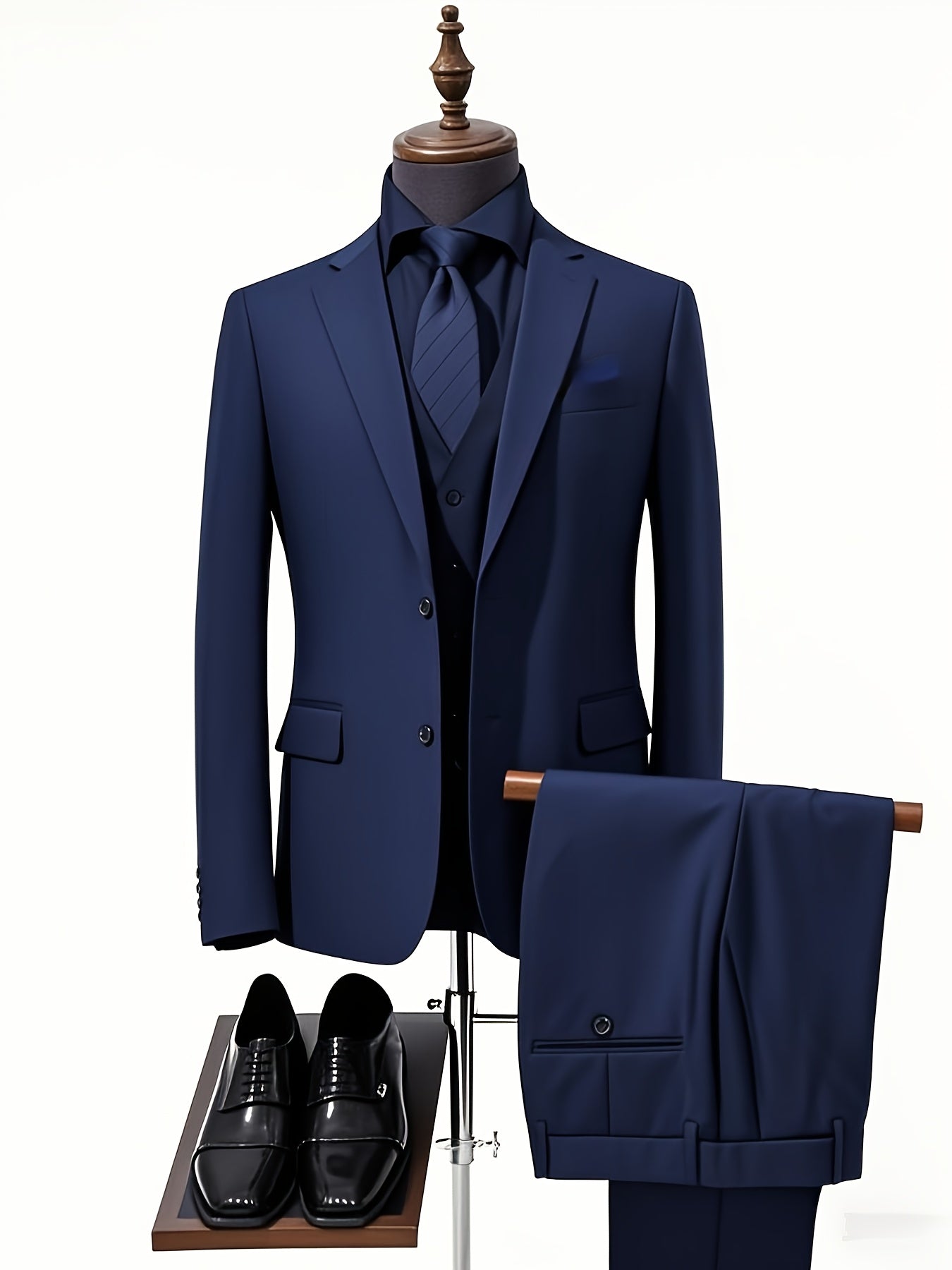 Ensemble de smoking pour homme, trois pièces, costume de mariage, double boutonnage, veste, gilet, pantalon, (001)