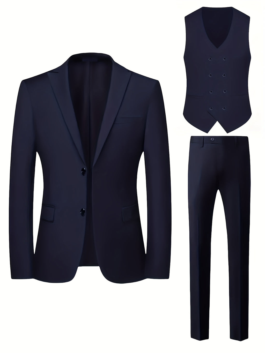 Costume Grande Taille pour Homme avec Col à Écailles Trois Pièces, Pantalon et Gilet, Adapté pour Tenue Formelle, Mariage, Vêtements de Travail, Cadeau de Vacances