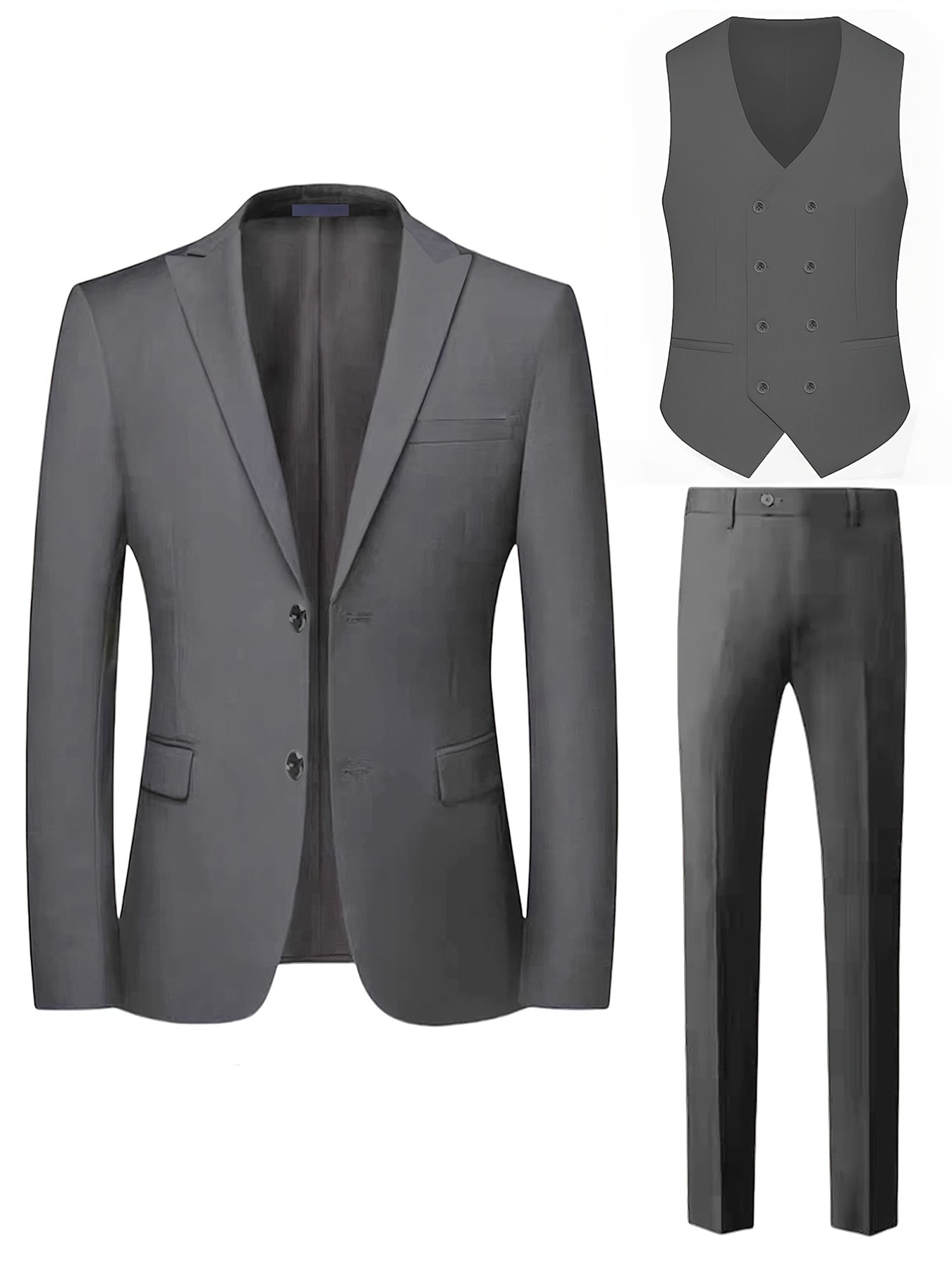 Costume Trois Pièces pour Homme avec Smoking à Revers Évasé, Pantalon et Gilet pour Mariages et Occasions Formelles