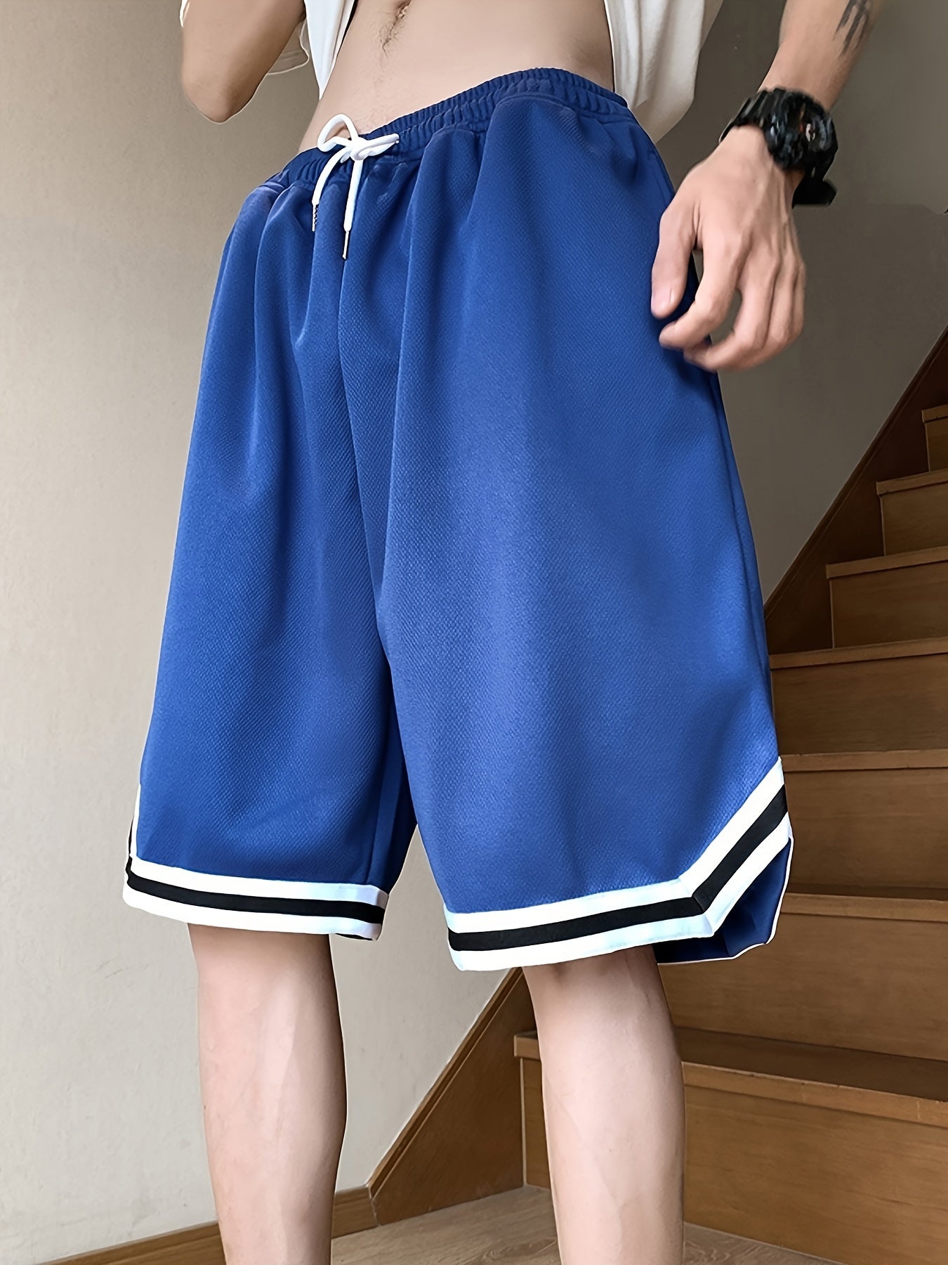 3pcs Men'S Summer Quick-Dry Athletic Shorts - Loose Fit Breathable Basketball Shorts with Ribbed Waistband, Solid Color (Black, Gray, Blue) for Gym, Running, Beach & Casual Wear, Gym Shorts, Sporty Style, Quickdry Fabric