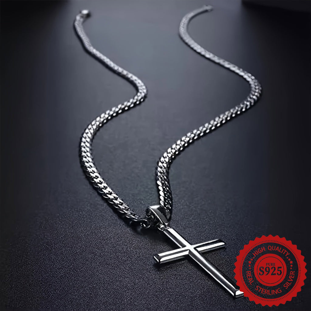 Sterling Silvery Cross Necklace -925 Sterling Silvery - High Precision Machining - Perfect for Men, Women Friends, Wives, Daughters - Perfect for Birthdays, Anniversaries, Valentine's Day -Comes with Elegant Gift Box