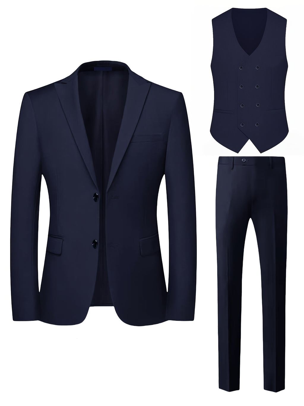 Costume Trois Pièces pour Homme avec Smoking à Revers Évasé, Pantalon et Gilet pour Mariages et Occasions Formelles