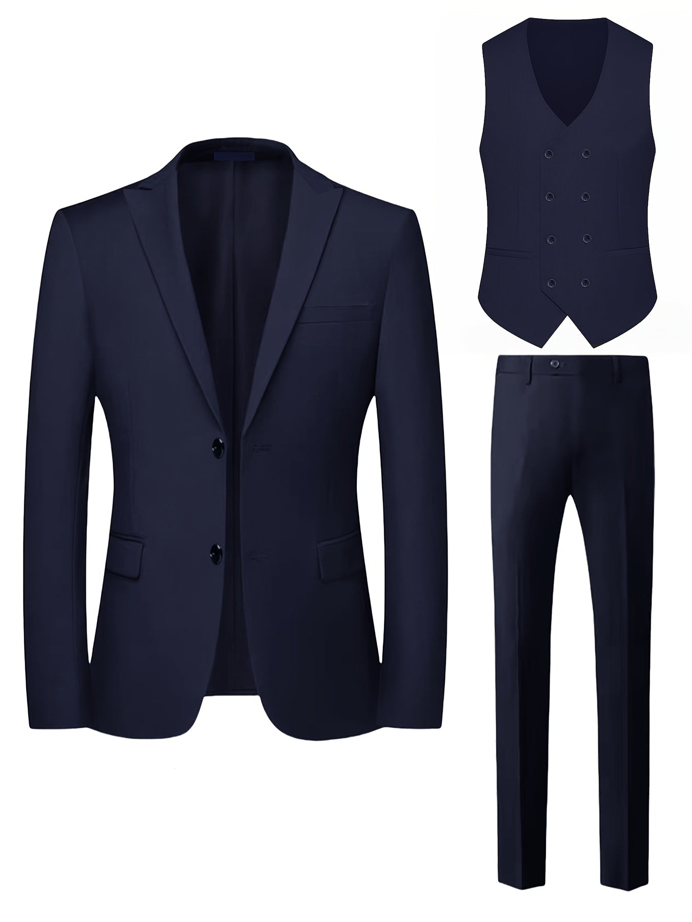 Costume Trois Pièces Haut de Gamme pour Hommes avec Pantalon Occidental et Gilet Grande Taille, Tenue Formelle pour Mariage ou Fête